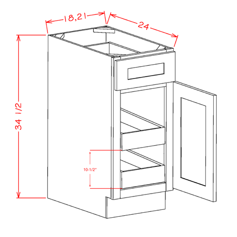Rigby White Shaker 21" Base Cabinet w/ 2 Rollout Shelves