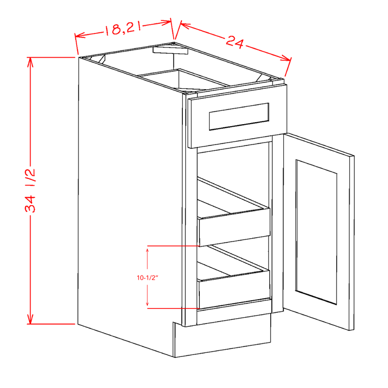 Coastal Shaker Slab 21" Base Cabinet w/ 2 Rollout Shelves