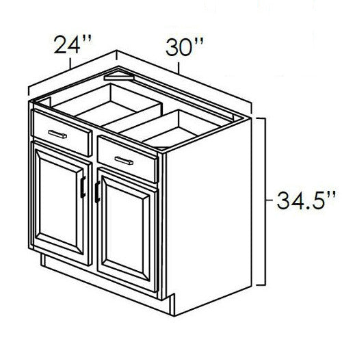 Snow White Shaker 30" Base Cabinet Pre-Assembled