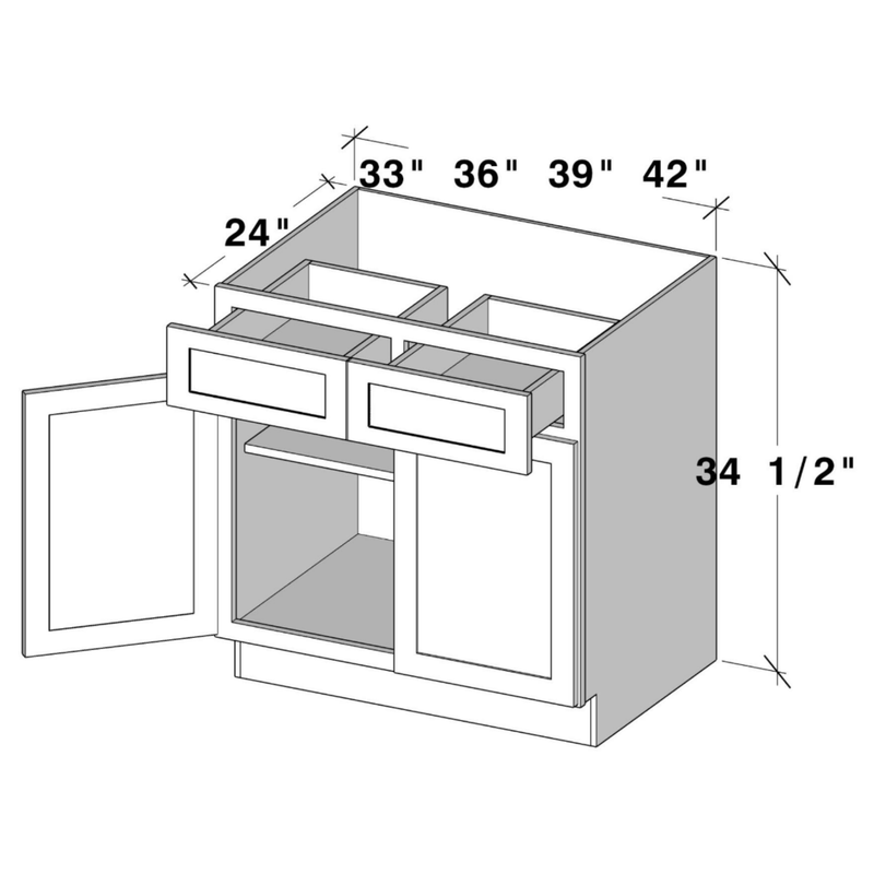 Graphite Shaker Base Cabinet W39" X H34.5" X D24"