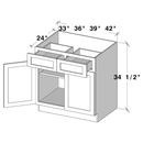 Arctic White Slim Shaker Base Cabinet W39" X H34.5" X D24"