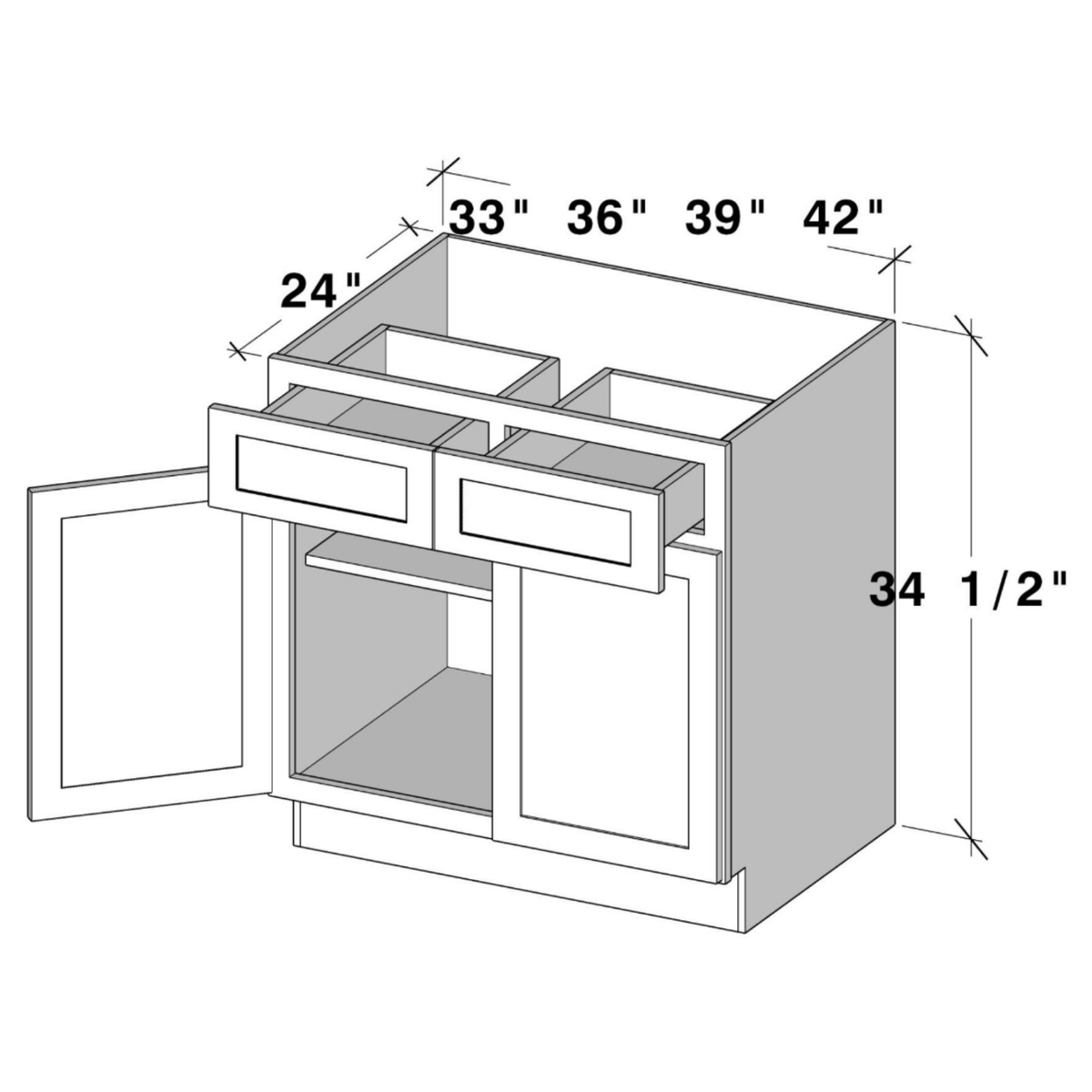 Laurel Slate Base Cabinet W36" X H34.5" X D24"