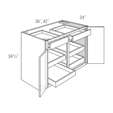 Bennett Saddle 36" Base Cabinet w/ 4 Rollout Shelves