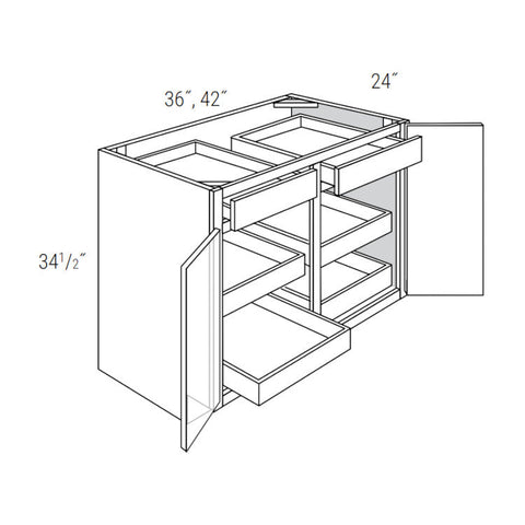 Marlowe White 36" Base Cabinet w/ 4 Rollout Shelves
