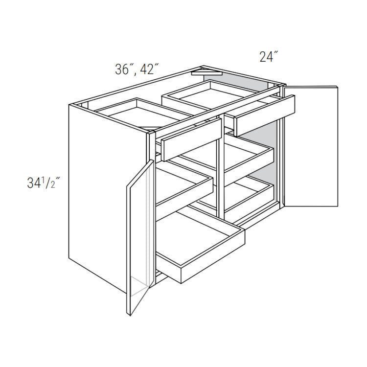 Crestwood Saddle 42" Base Cabinet w/ 4 Rollout Shelves