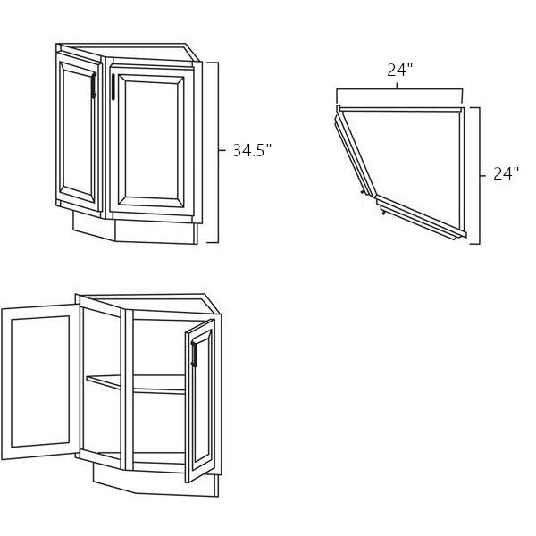 Butterscotch Shaker 24" Base End Angle Cabinet