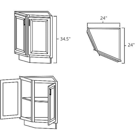 Prescott White 24" Base End Angle Cabinet