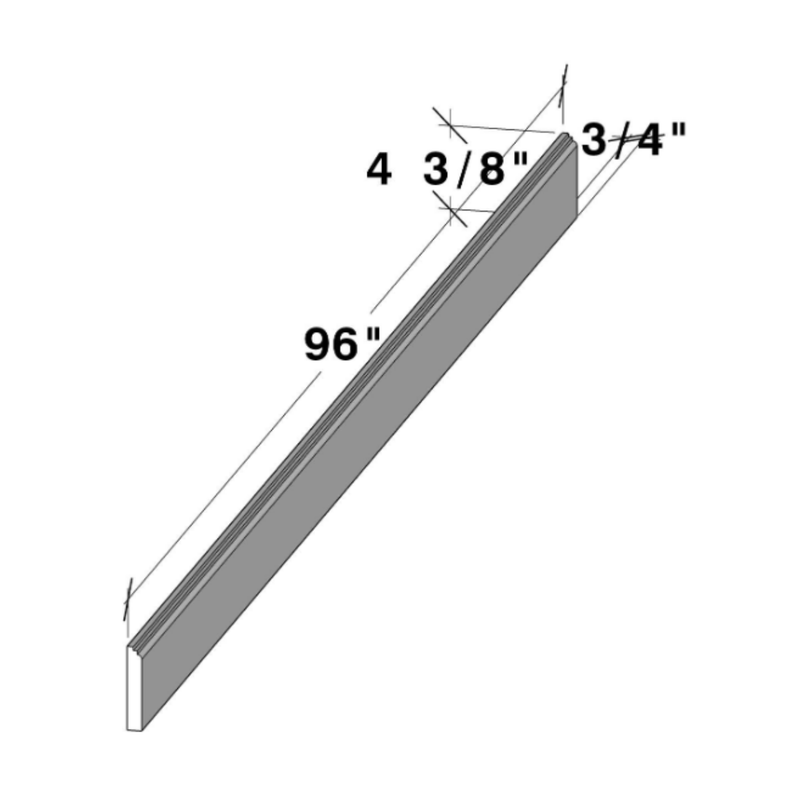 Arctic White Slim Shaker Base Molding W96" X H4.375" X D0.75"