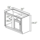 White Shaker 42"-45" Blind Corner Base Unit