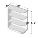 Slim Shaker Onyx End Corner Open Shelf Base W9" X H34.5" X D24"