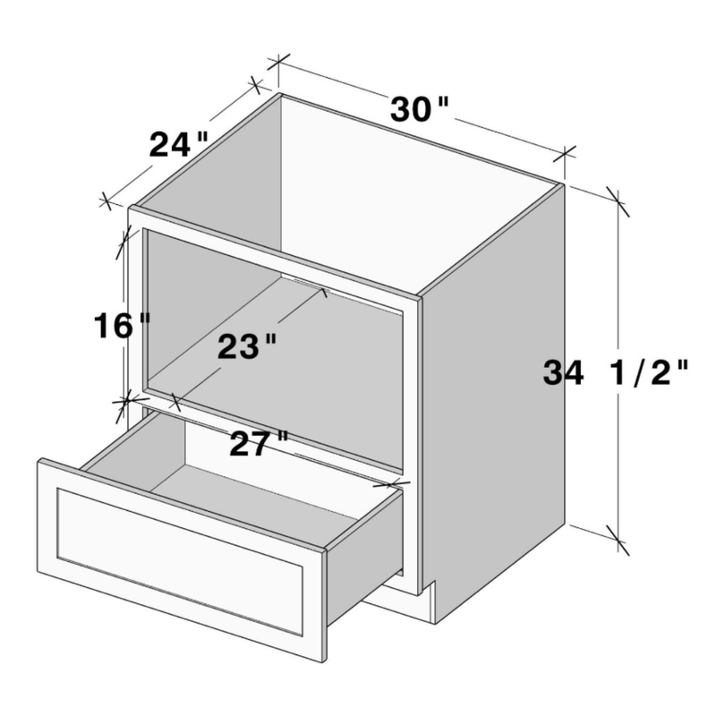 Unfinished Shaker Base Microwave Cabinet W30" X H34.5" X D24"