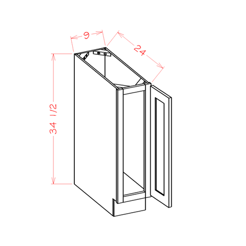 Rigby White Shaker 9" Full Height Door Base Cabinet