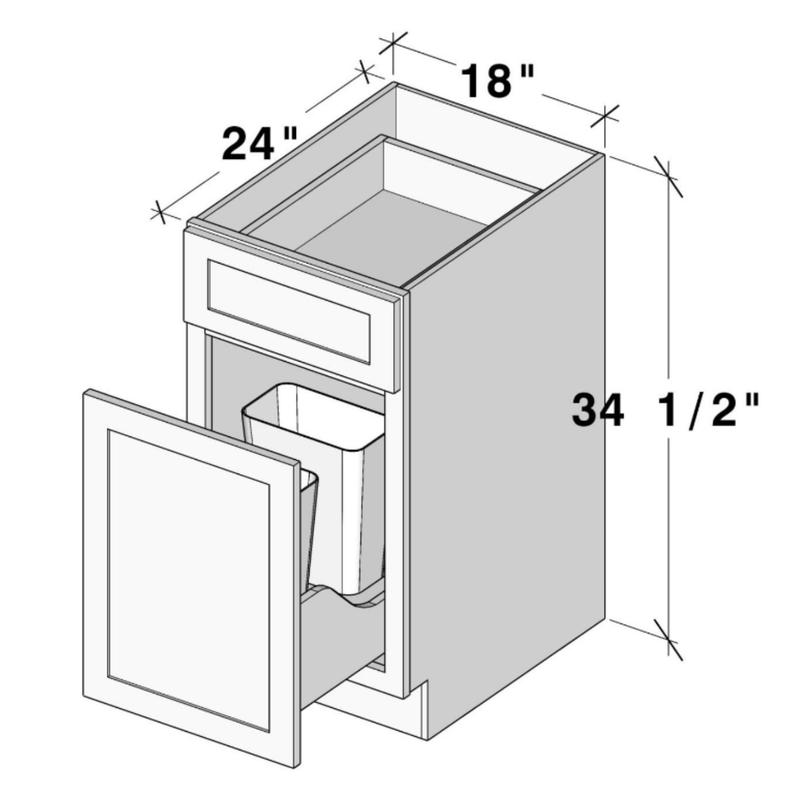 Unfinished Shaker Waste Basket Base W18" X H34.5" X D24"