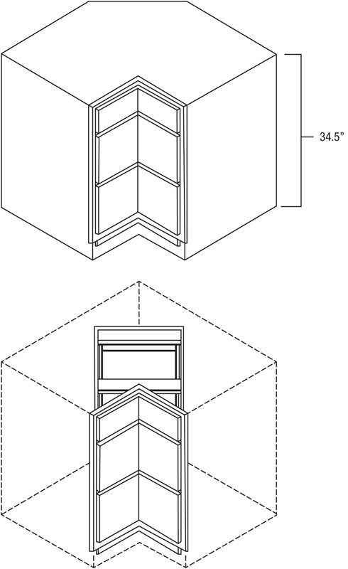 Winchester Grey 36" Corner Three Drawer Base