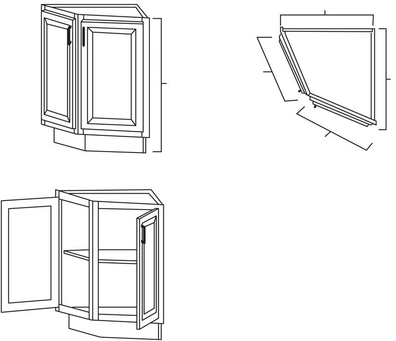 Winchester Grey 24" Base End Angle Cabinet
