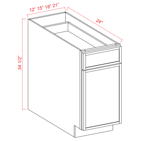 Slim Shaker Aberdeen Green Base Cabinet - 21"W x 34-1/2"H x 24"D - 1D, 1Drw, 1S