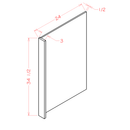 Oak Dishwasher Return Panel - 3"W x 34-1/2"H x 24"D (Panel Width 1/2")