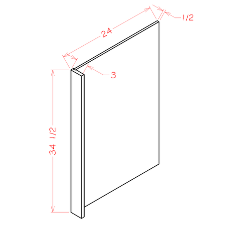 Ridgeline Graphite 3" W x 34-1/2" H Dishwasher Return Panel Assembled