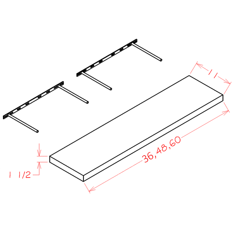 Shaker Cinder 36" Floating Shelf Pre-Assembled