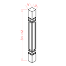 Oak Square Decorative Leg - 3"W x 34-1/2"H x 3"D Pre-Assembled