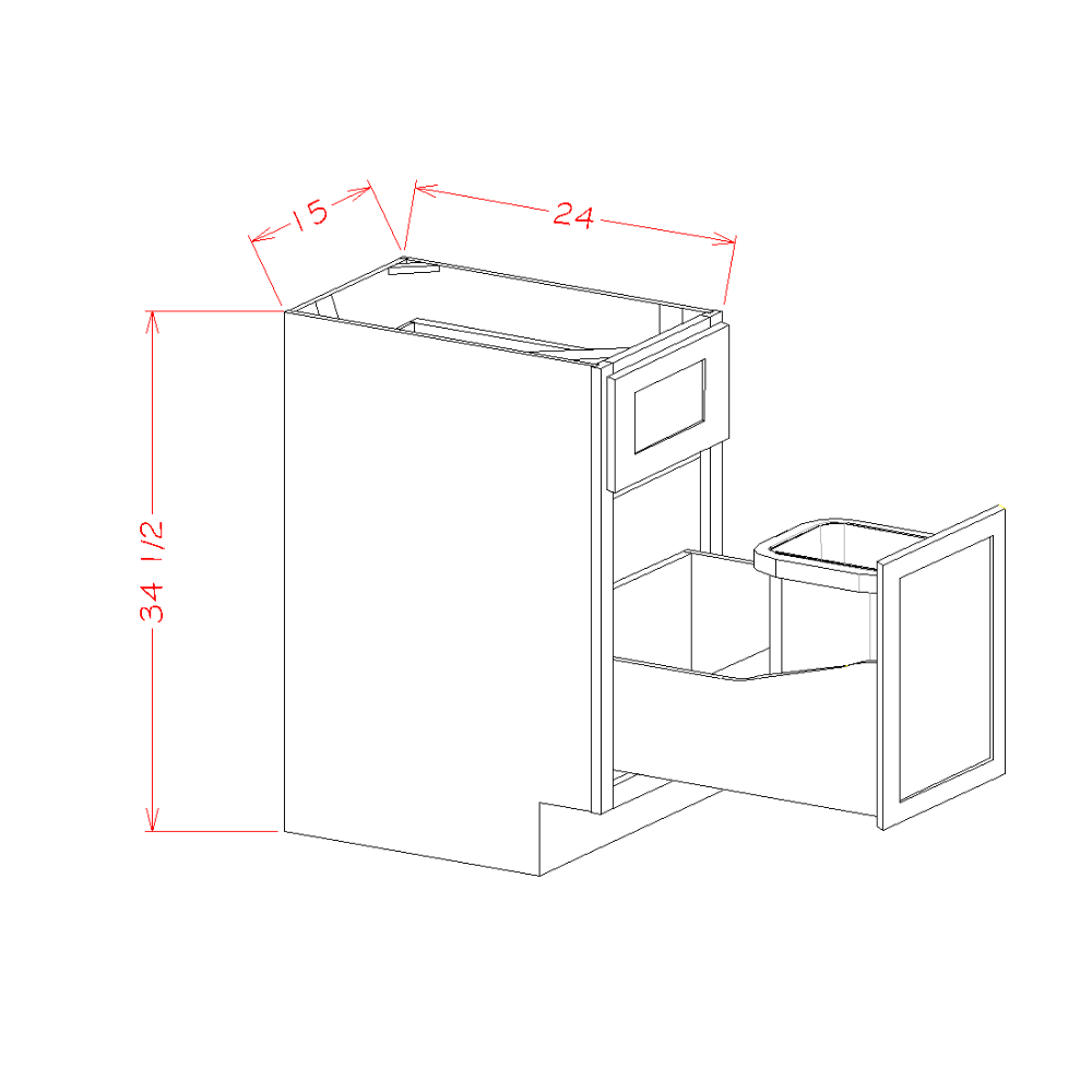 Belmont Cashmere 15" Base Cabinet w/ Single Trashcan Pullout