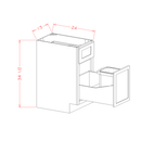 Shaker Essence Oak Base with Single Trashcan Pullout - 15"W x 34-1/2"H x 24"D -1D-1DR-1TC
