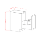 Shaker Essence Oak Full Height Door Base with Single Trashcan Pullout - 15"W x 34-1/2"H x 24"D -1D-1TC Pre-Assembled