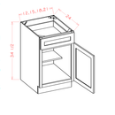 Shaker Essence Oak Base Cabinet - 15"W x 34-1/2"H x 24"D -1D-1DR-1S Pre-Assembled