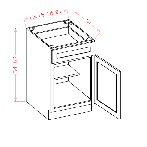 Ridgeline Graphite 15" Base Cabinet