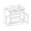 Shaker Unfinished One Rollout Shelf Base Cabinet Kit - 36"W x 34-1/2"H x 24"D -2D-2DR-1RSA Pre-Assembled
