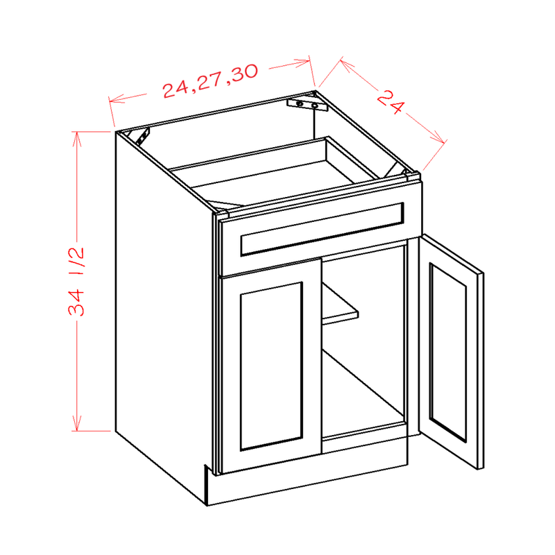 Shaker Navy 30" Base Cabinet w/ 1 Drawer