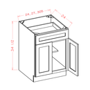 Shaker Essence Oak Base Cabinet - 27"W x 34-1/2"H x 24"D -2D-1DR-1S Pre-Assembled