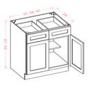 Shaker Essence Oak Base Cabinet - 33"W x 34-1/2"H x 24"D -2D-2DR-1S Pre-Assembled