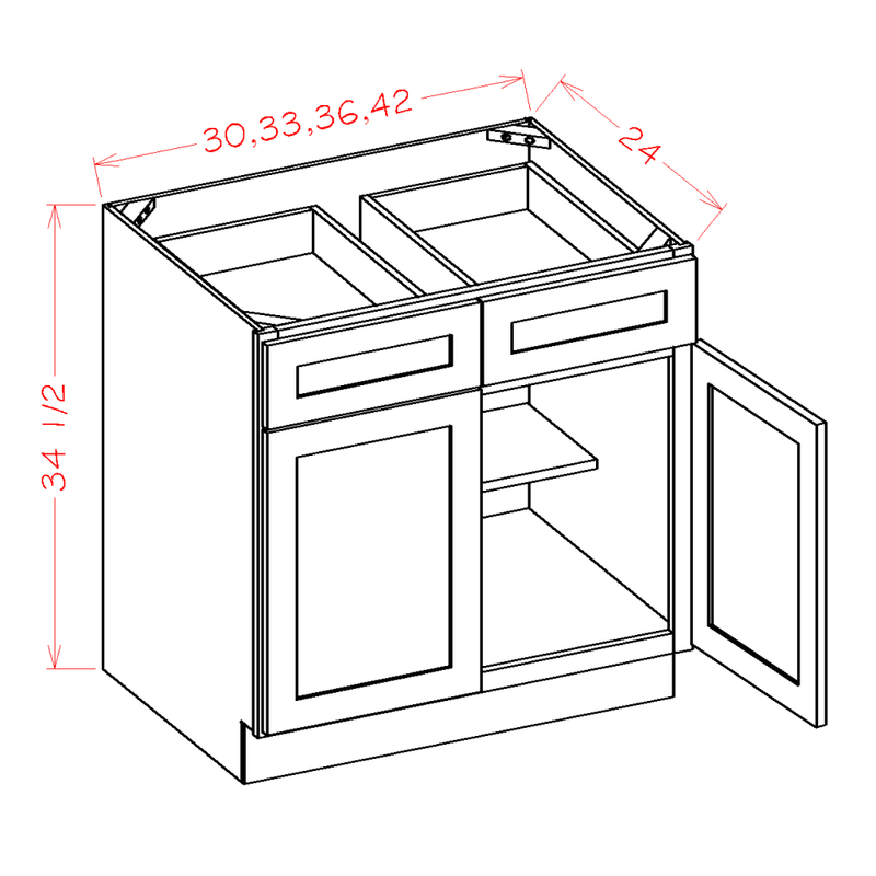 Shaker Cinder 36" Base Cabinet Pre-Assembled