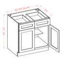 Shaker Unfinished Base Cabinet - 42"W x 34-1/2"H x 24"D-2D-2DR-1S