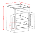 Shaker Essence Oak Two Rollout Shelf Base Cabinet Kit - 33"W x 34-1/2"H x 24"D -2D-2D-2RSA Pre-Assembled
