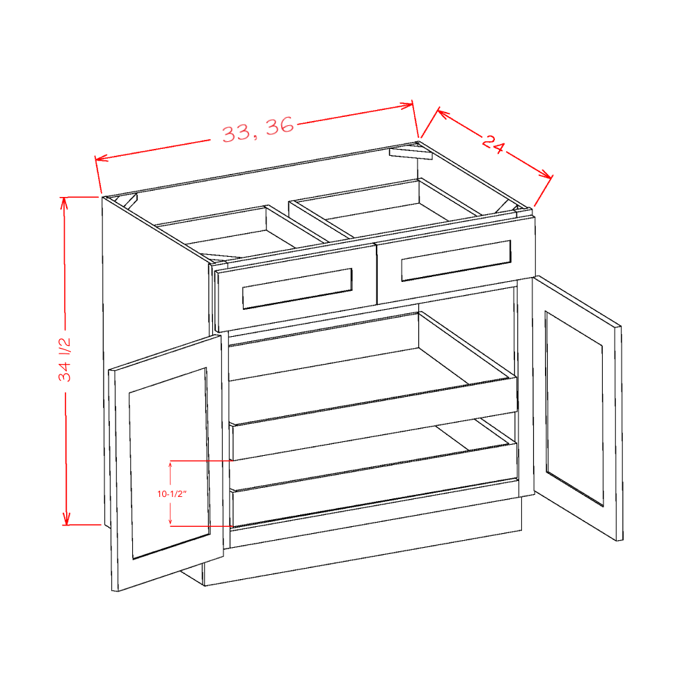 Bennett Rustic Slab Base Cabinet 1 Door 1 Drawer 2 Rollout w/Soft Close