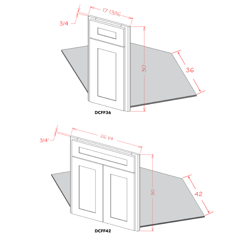 Shaker Cinder 42" Diagonal Corner Sink Front Pre-Assembled