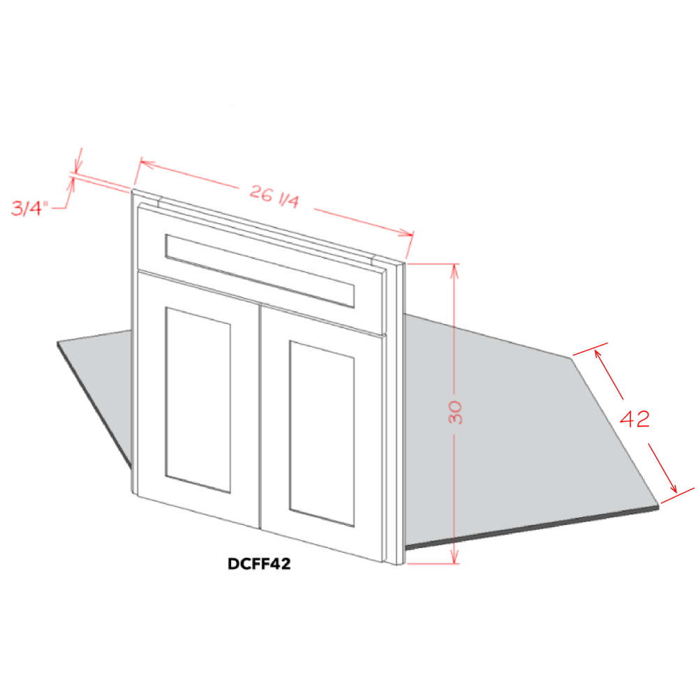 Belmont Cashmere 42" Diagonal Corner Sink Front & Floor Kit Assembled