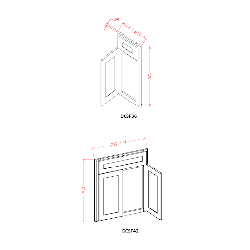 Shaker White 42" Diagonal Corner Sink Front