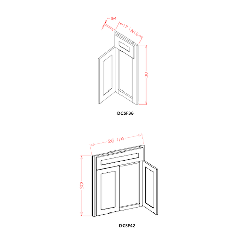 Shaker White 42" Diagonal Corner Sink Front