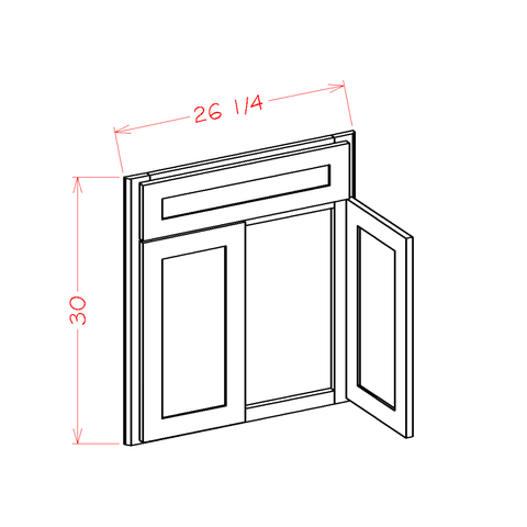Shaker Essence Oak 42" Diagonal Corner Sink Front - 26-1/4"W x 30"H x 3/4"D