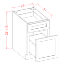 Shaker Essence Oak Two Drawer File Base Cabinet - 18"W x 29-1/2"H x 21"D -2DR