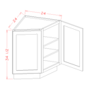 Shaker Cinder 24" Angle Base Cabinet Pre-Assembled