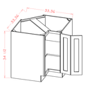 Shaker Essence Oak Base Easy Reach Cabinet - 36''W x 34-1/2''H x 24''D -1D-1S