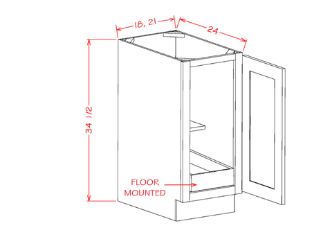 Ridgeline Graphite 18" Full Height Door Base Cabinet w/ 1 Rollout Shelf