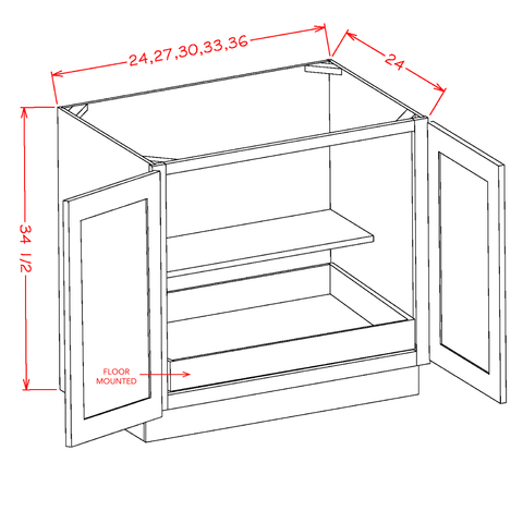 Ridgeline Graphite 30" Full Height Door Base Cabinet w/ 1 Rollout Shelf Assembled