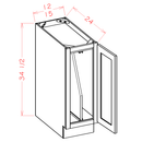 Shaker Essence Oak Full Height Door Tray Divider Base Cabinet Kit - 15"W x 34-1/2"H x 24"D -1D-1TD Pre-Assembled