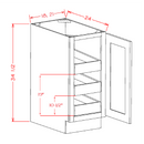 Shaker Essence Oak Full Height Door Three Rollout Shelf Base Cabinet Kit - 21"W x 34-1/2"H x 24"D -1D-3RSA Pre-Assembled