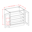 Shaker Essence Oak Full Height Door Three Rollout Shelf Base Cabinet Kit - 27"W x 34-1/2"H x 24"D -2D-3RSA Pre-Assembled